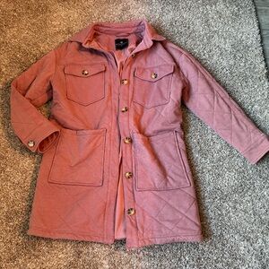 Bagatelle Collection long quilted button front shirt jacket shacket coat